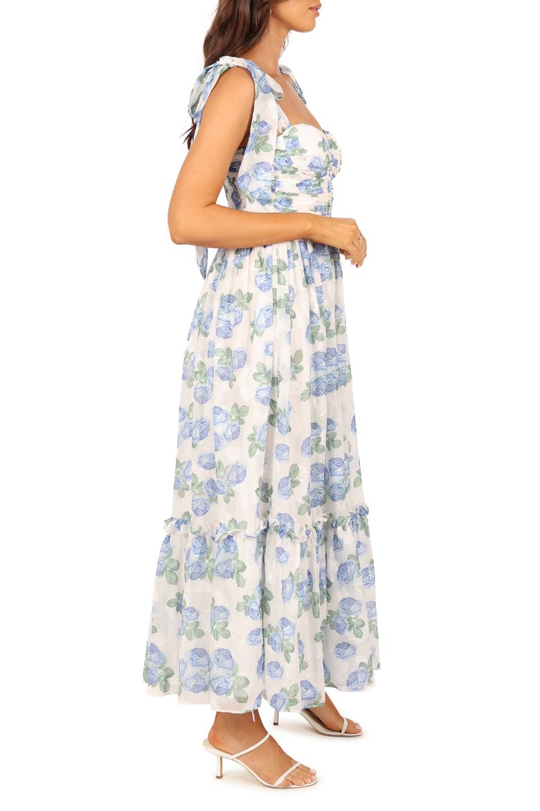 Floret Bow Strap Midi Sundress, Alternate, color, BLUE
