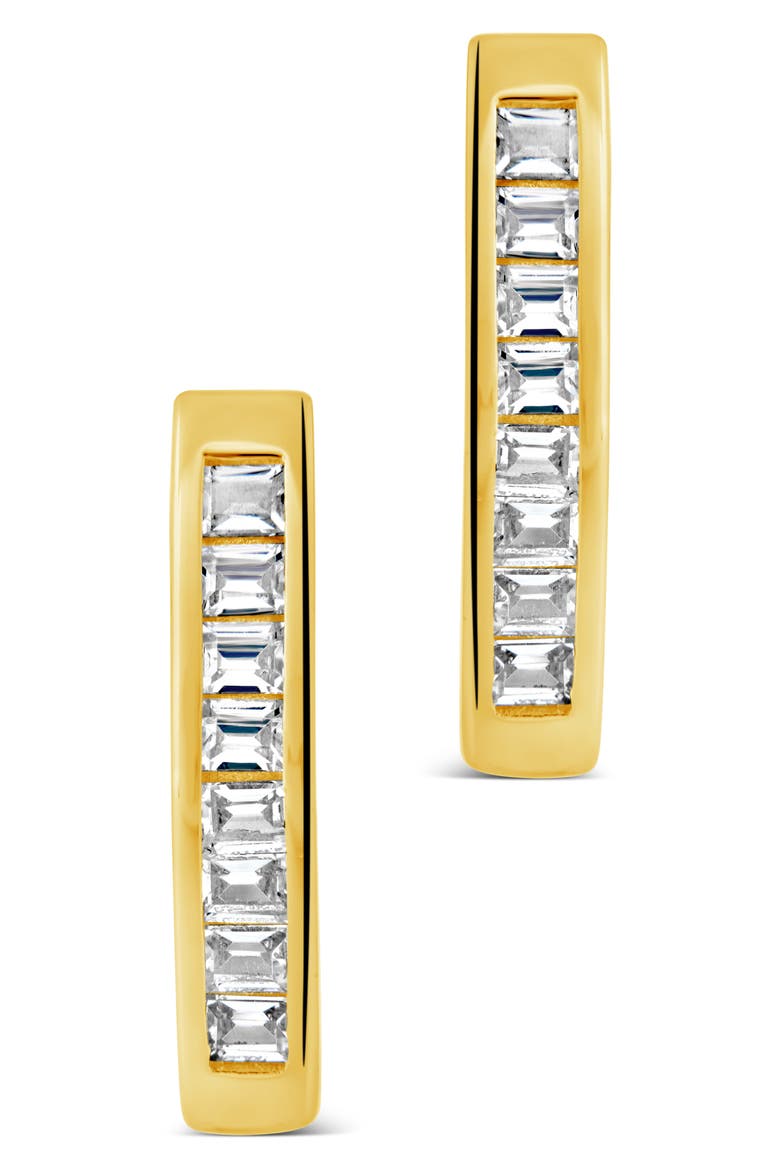 CZ Pavé Geometric Hoop Earrings, Alternate, color, GOLD