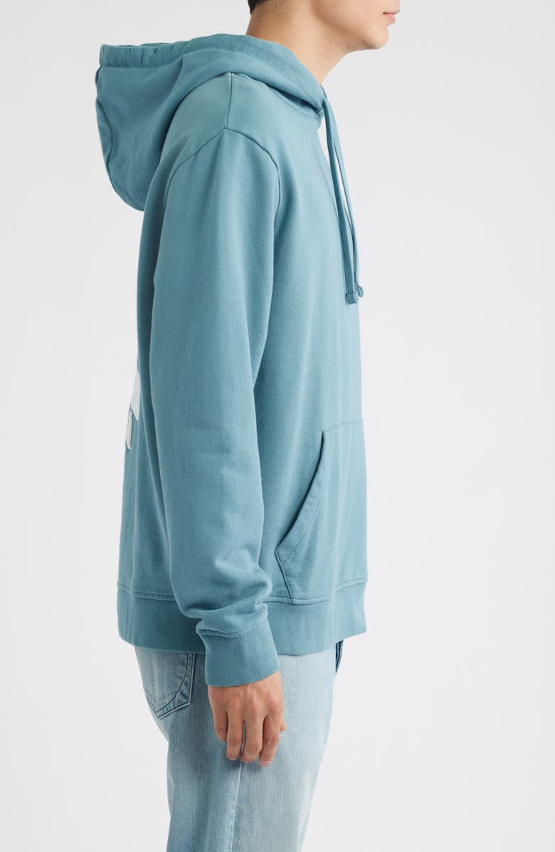 AllSaints Orlando Logo Graphic Hoodie, Alternate, color, Eris Blue