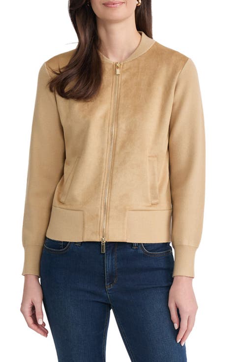 Faux Suede Bomber Jacket