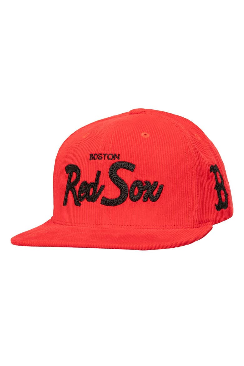 Men's Mitchell & Ness Red Boston Red Sox Corduroy Snapback Hat, Main, color, Red