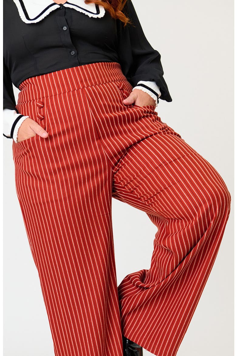 Plus Size 1940s Ginger Wide Leg Pants, Alternate, color, Orange Pinstripe