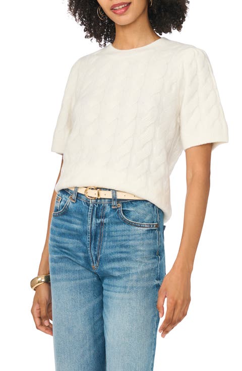 Cable Stitch Puff Sleeve Sweater