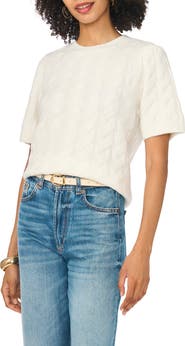 Vince Camuto Cable Stitch Puff Sleeve Sweater
