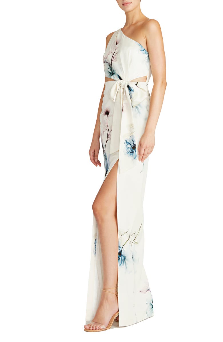 ML Monique Lhuillier Floral One-Shoulder Gown, Alternate, color, 