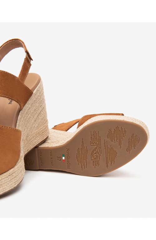 Nerogiardini Suede Buckled Strap Espadrille Wedge Sandals In Brown