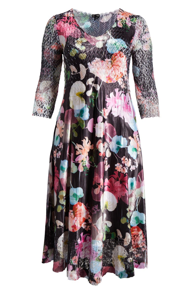 Komarov Lace Sleeve Charmeuse Cocktail Dress, Alternate, color, 