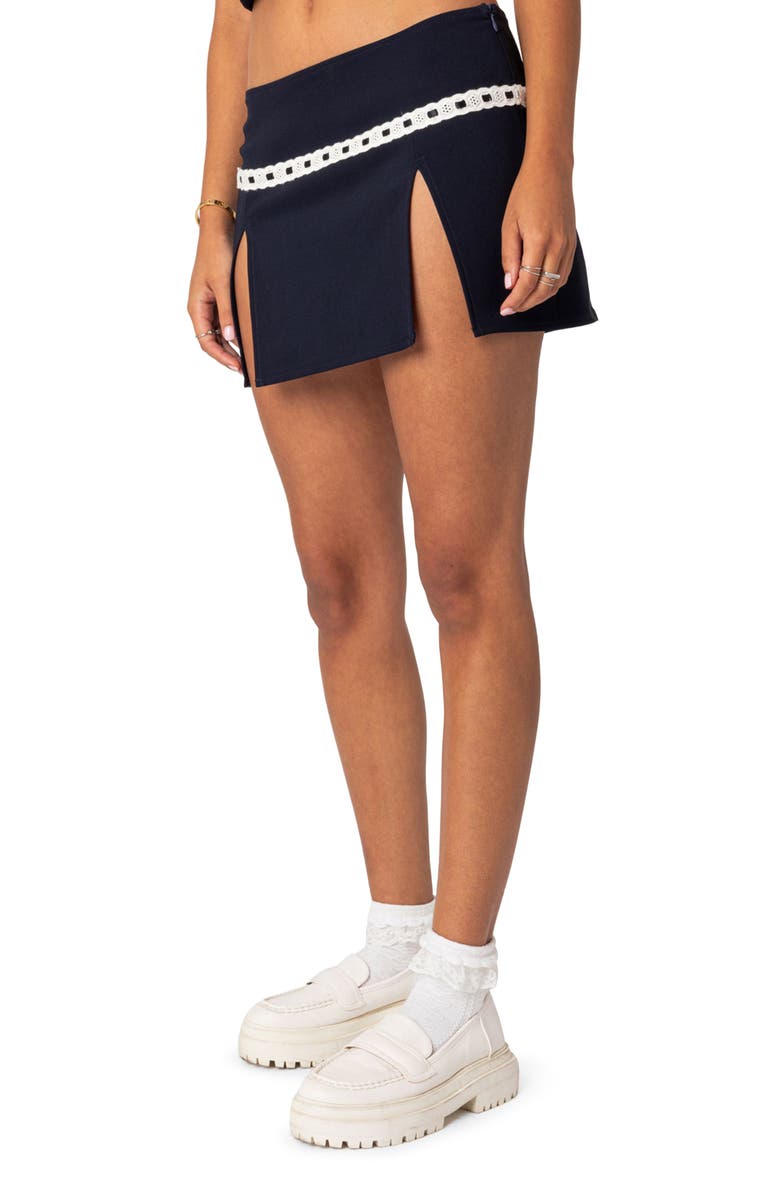 EDIKTED Heiress Eyelet Trim Miniskirt, Alternate, color, 