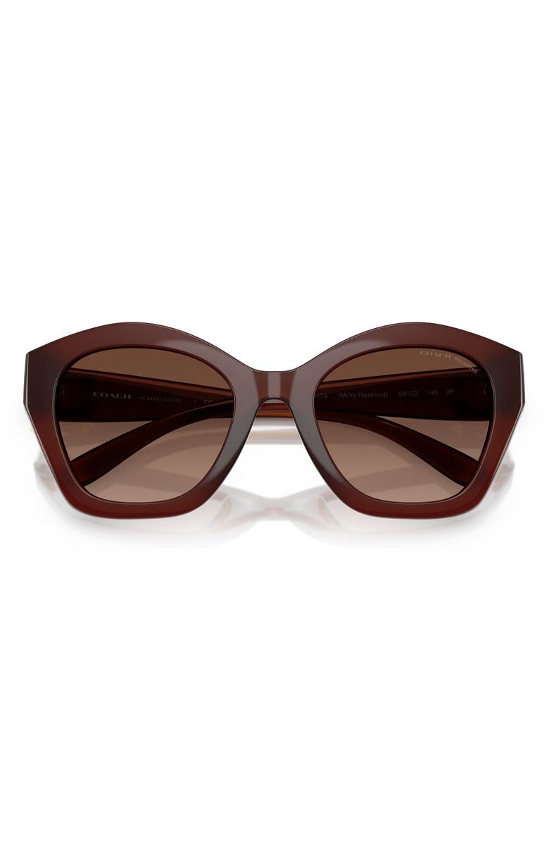 COACH 54mm Polarized Gradient Irregular Sunglasses, Alternate, color, Brown Gradient