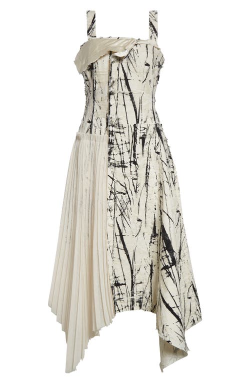 JASON WU COLLECTION JASON WU COLLECTION BRUSHSTROKE FRAY JACQUARD ASYMMETRIC MIXED MEDIA GOWN