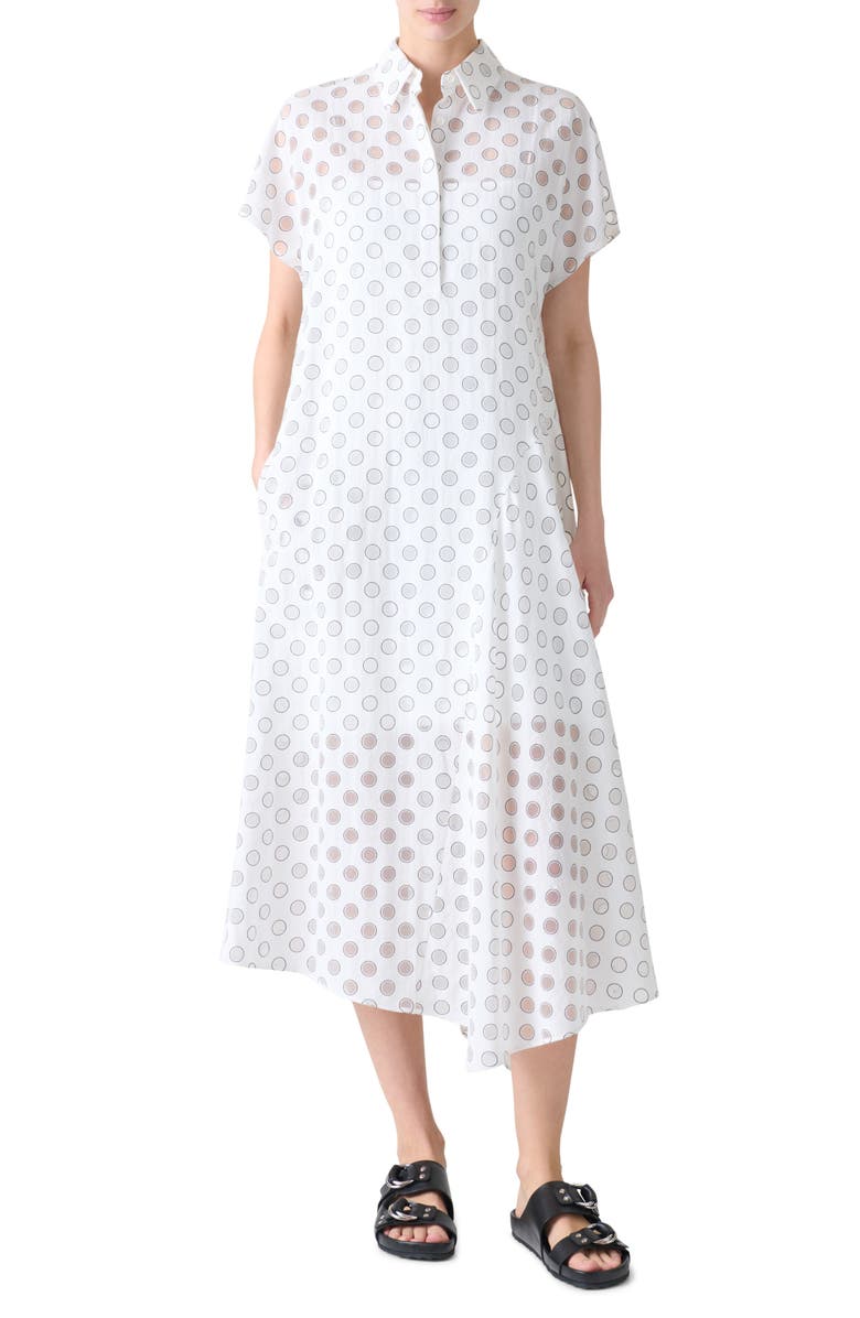Akris punto Polka Dot Organza Midi Shirtdress, Main, color, Cream-Black