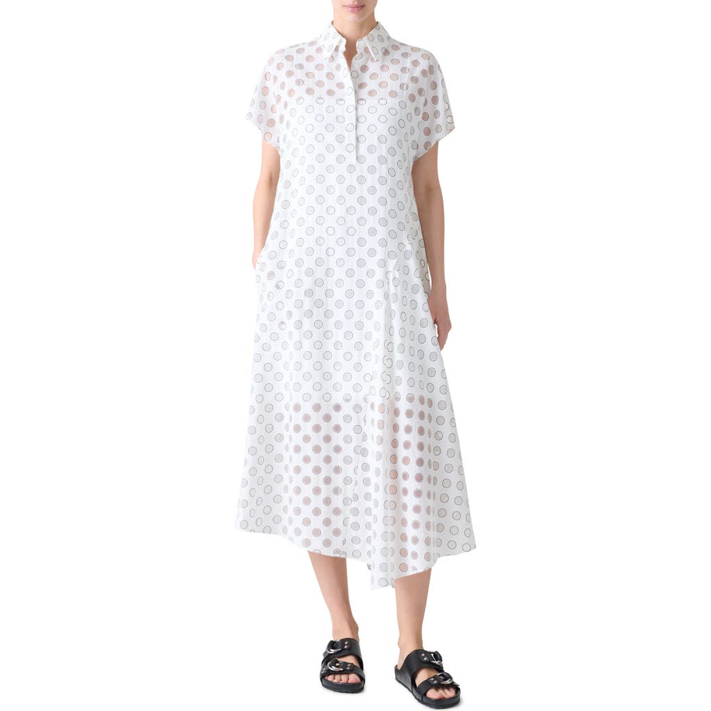 Akris Punto Polka Dot Organza Midi Shirtdress In White