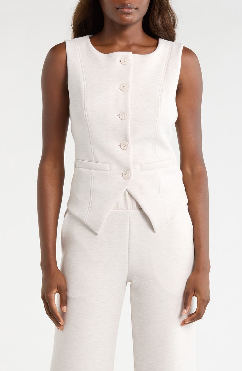 MPG Dreamweave Knit Button Front Vest, Main, color, Htr Moonbeam