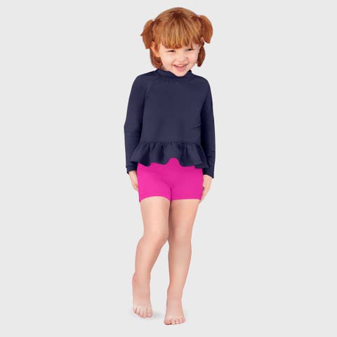 Girls Swim Peplum UPF 50+ Long Sleeve Rashguard Tee (Toddler, Little Kid, Big Kid)