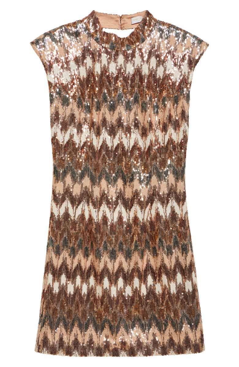Ramy Brook Caden Sequin Ikat Cocktail Minidress, Alternate, color, Light Champagne Combo