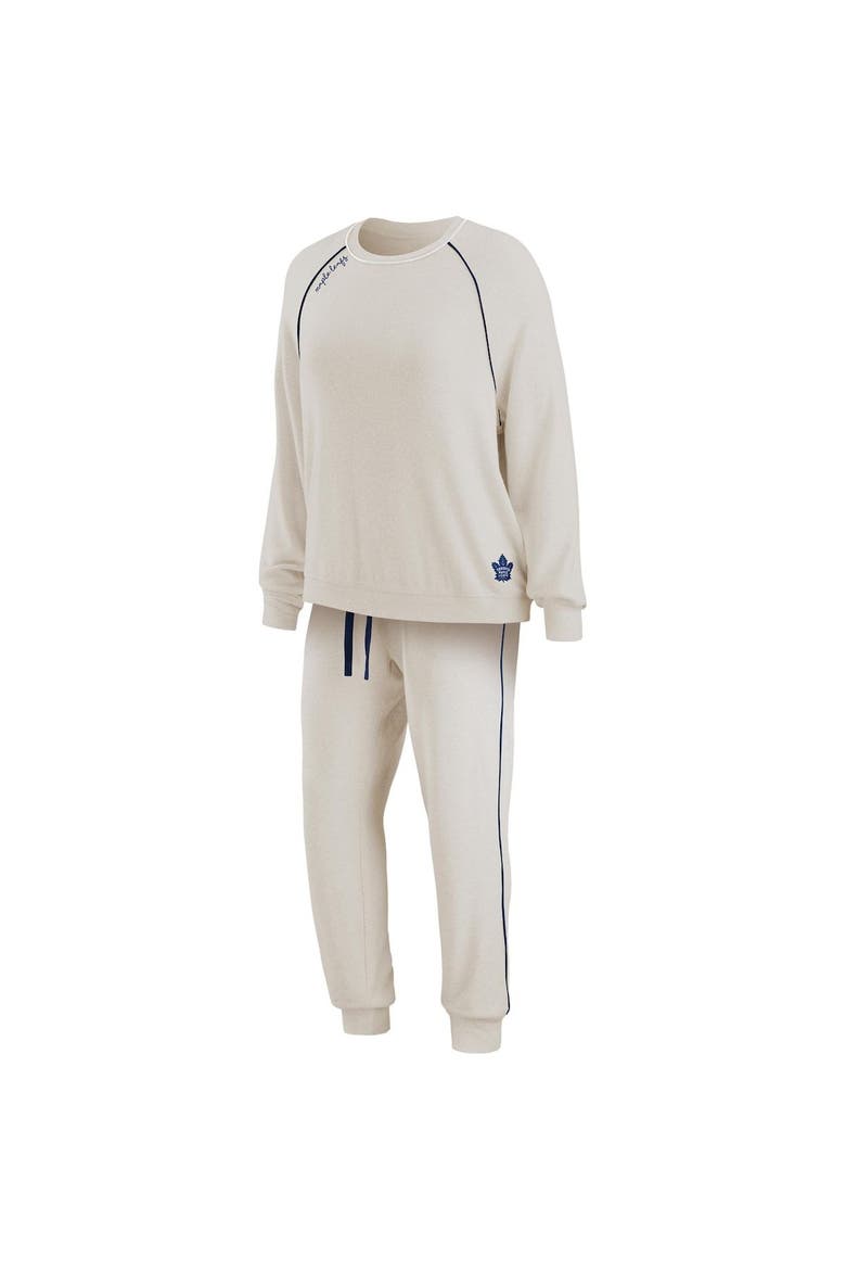 Women's WEAR by Erin Andrews Oatmeal Toronto Maple Leafs Raglan Pullover Sweatshirt & Pants Lounge Set, Main, color, Oatmeal