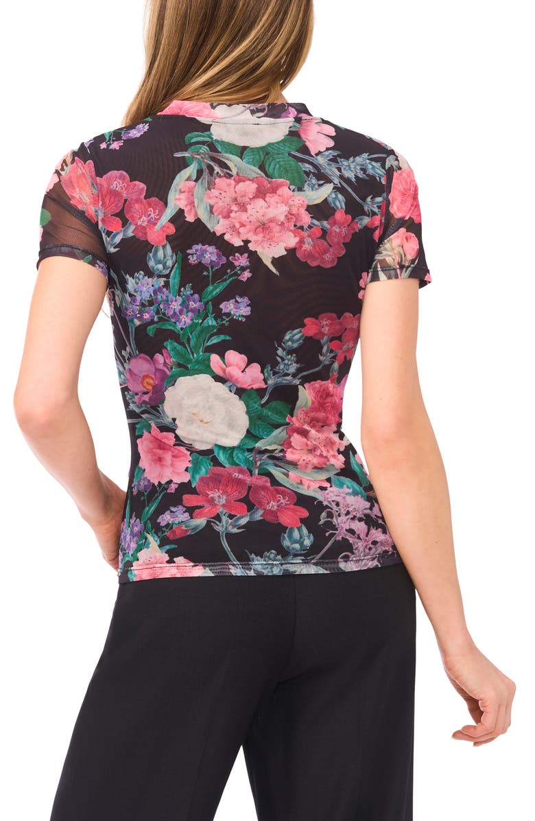 Ted Baker Devin Floral Mesh T-Shirt, Alternate, color, Rich Black