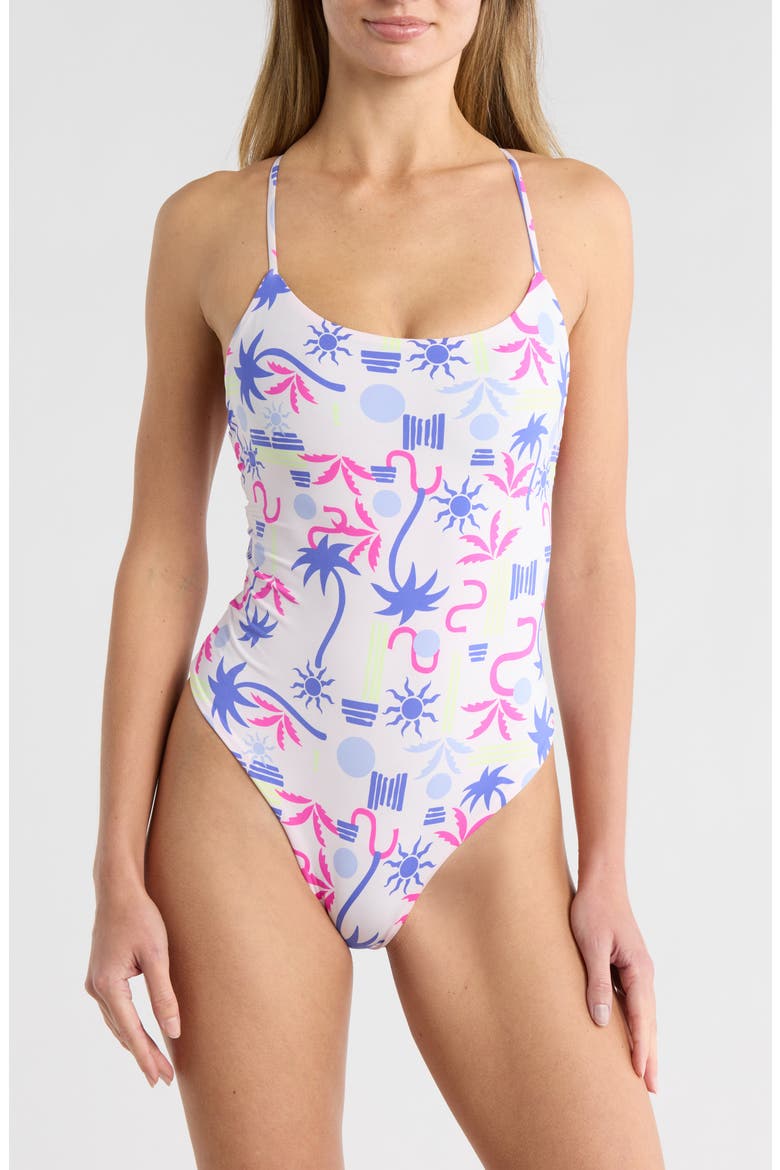 Luster One-Piece Swimsuit, Main, color, WHITE