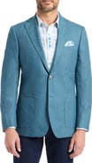 Robert Graham Fawler Tailored Fit Teal Blue Linen & Wool Herringbone Sport Coat