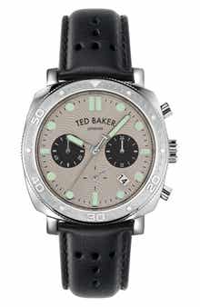Ted Baker London Caine Chronograph Leather Strap Watch, 44mm