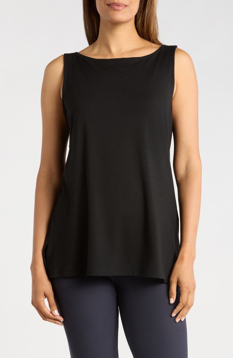 Eileen Fisher Bateau Neck High-Low Tank, Main, color,