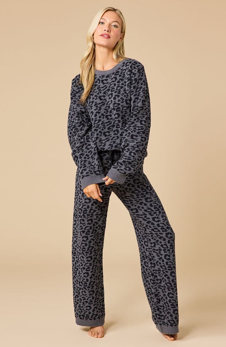 Softies Marshmallow Leopard Crew Neck Lounge Set, Main, color, Wild Grey