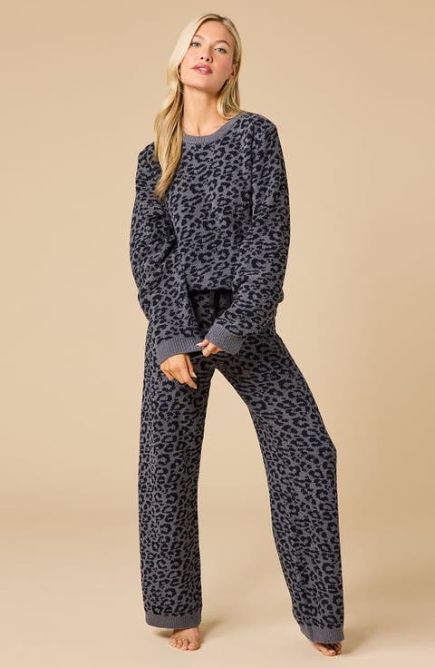 Marshmallow Leopard Crew Neck Lounge Set