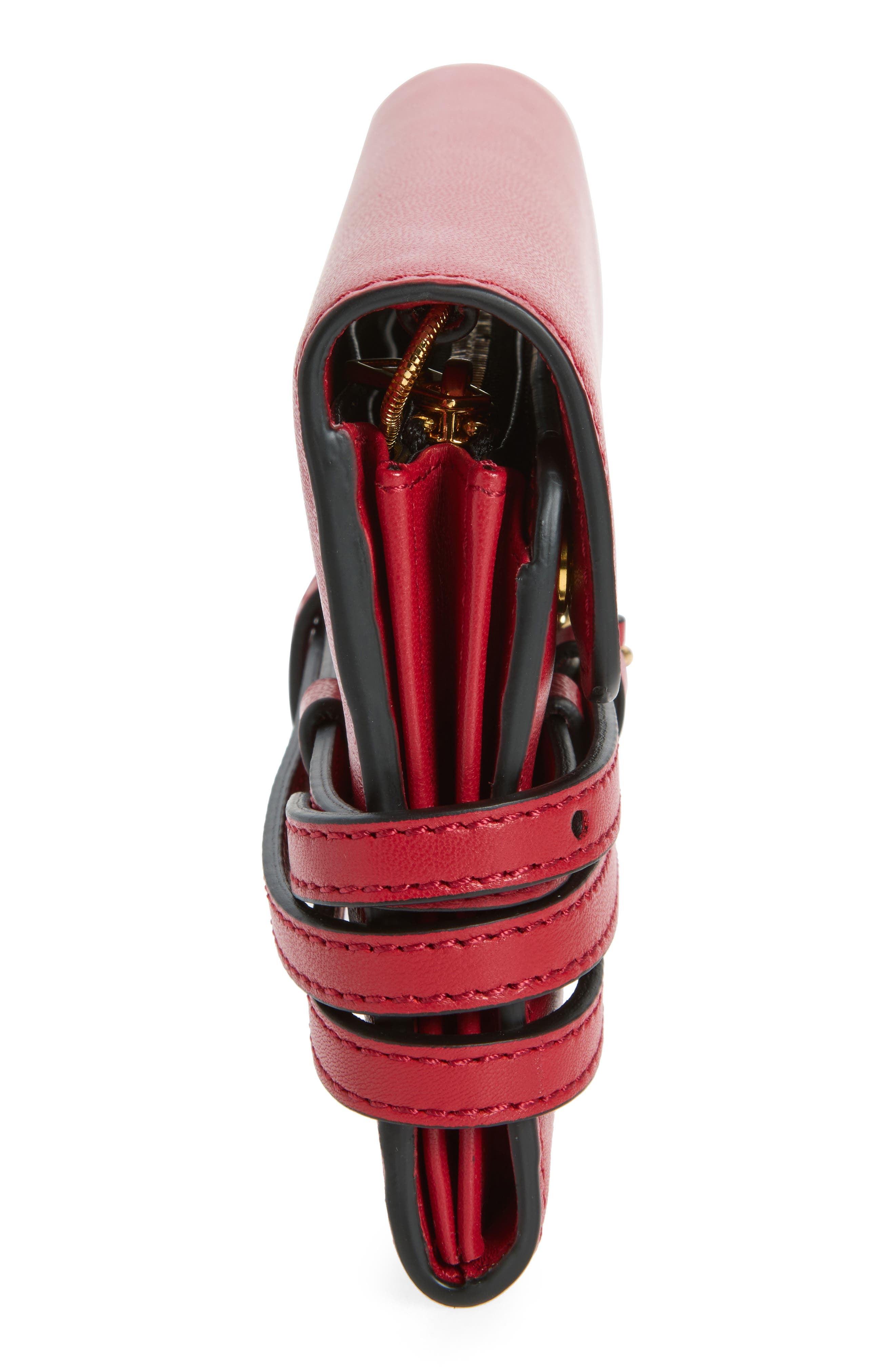 Soft Leather Wallet on a Chain, Alternate, color, RED
