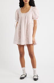 Damson Madder Meri Pleated Puff Sleeve Cotton Mini Sundress