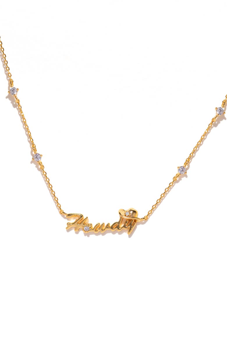 Girls Crew Howdy Partner Pendant Choker Necklace, Alternate, color, Gold