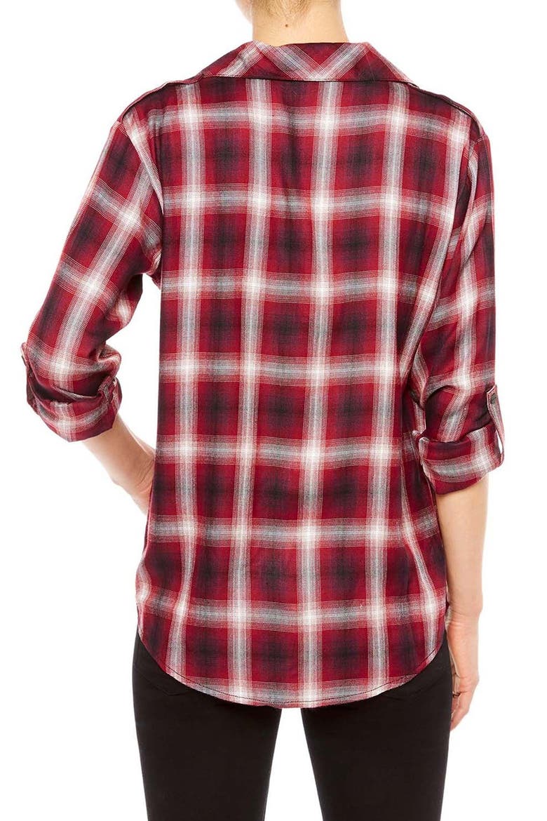 Plaid Flannel Boyfriend Shirt, Alternate, color, CABERNET DAMIEN PLAID