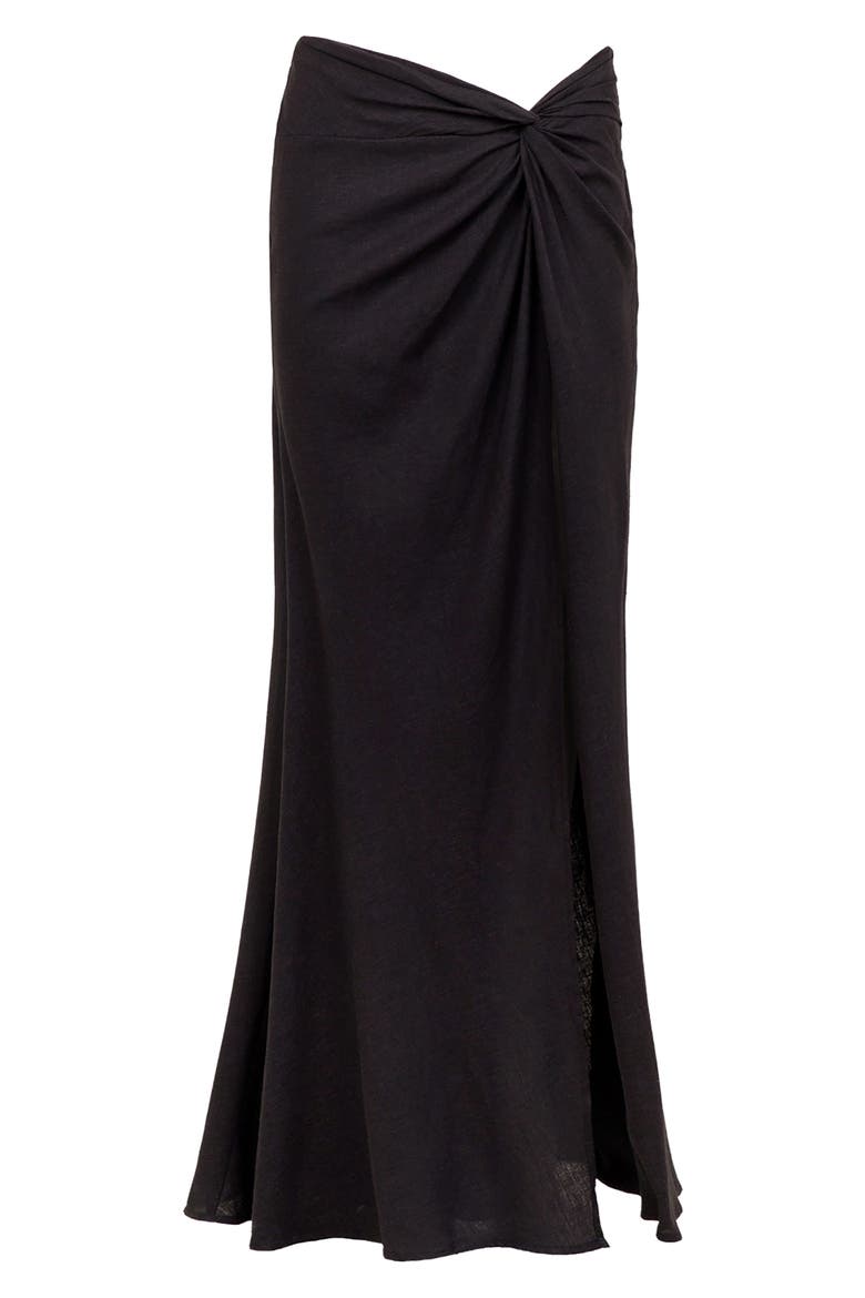 Sirene Linen Blend Cover-Up Midi Skirt, Alternate, color, BLACK