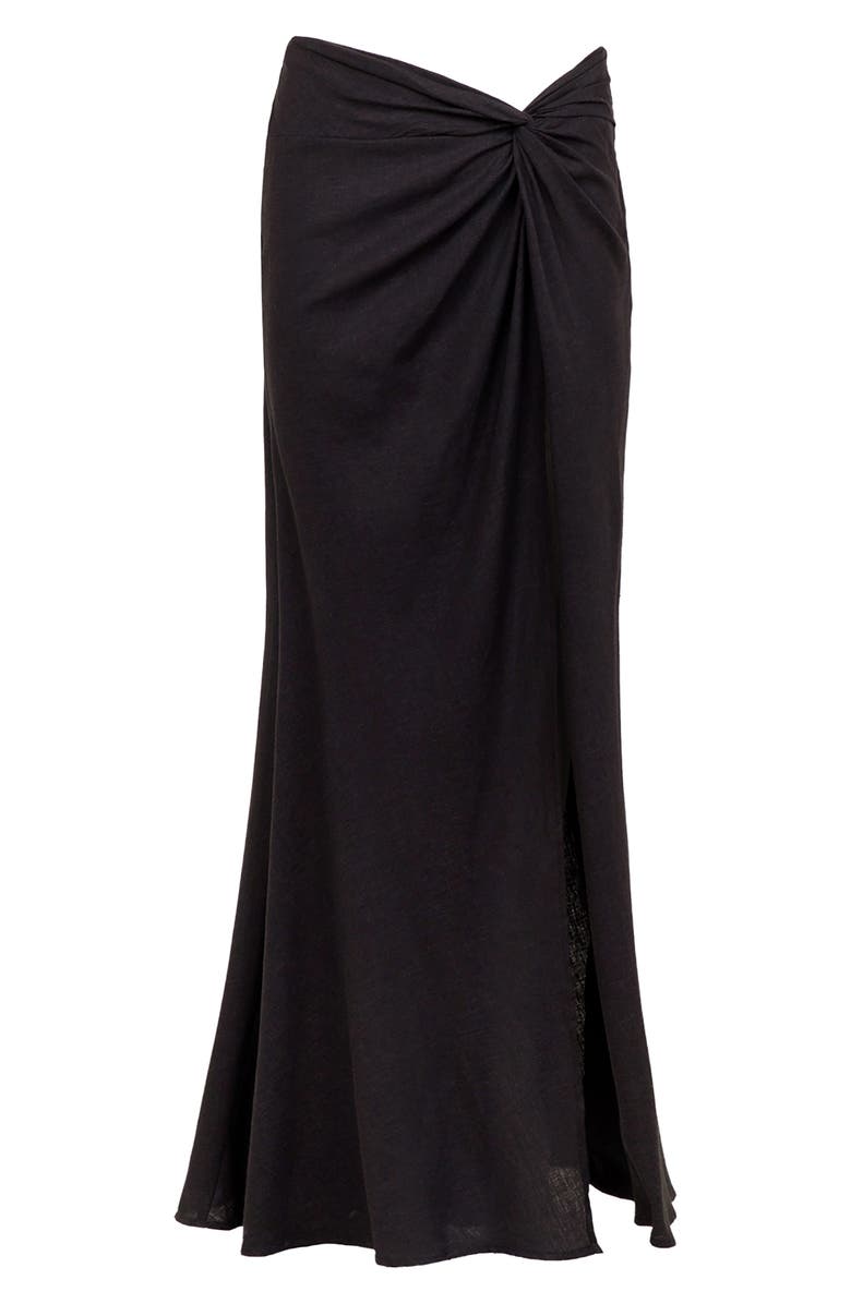 ViX Paula Hermanny Sirene Linen Blend Cover-Up Midi Skirt, Alternate, color, Black