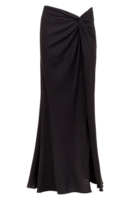 Vix Paula Hermanny Sirene Linen Blend Cover-up Midi Skirt In Black