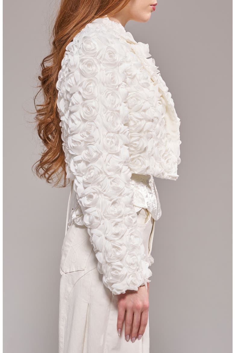 Briarrose Rosette Crop Blazer, Alternate, color, WHITE