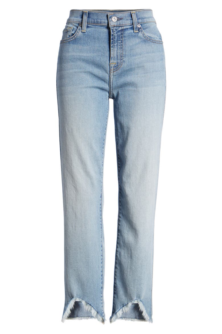 Edie Wave Hem Straight Leg Jeans, Alternate, color, LIGHT STAR