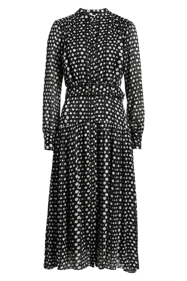 The Rue Dot Long Sleeve Maxi Dress, Alternate, color, NOIR AND WHITE POLKA DOT