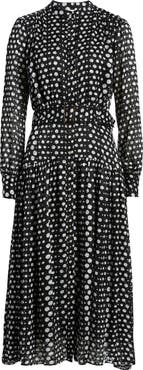 Elie Tahari The Rue Dot Long Sleeve Maxi Dress