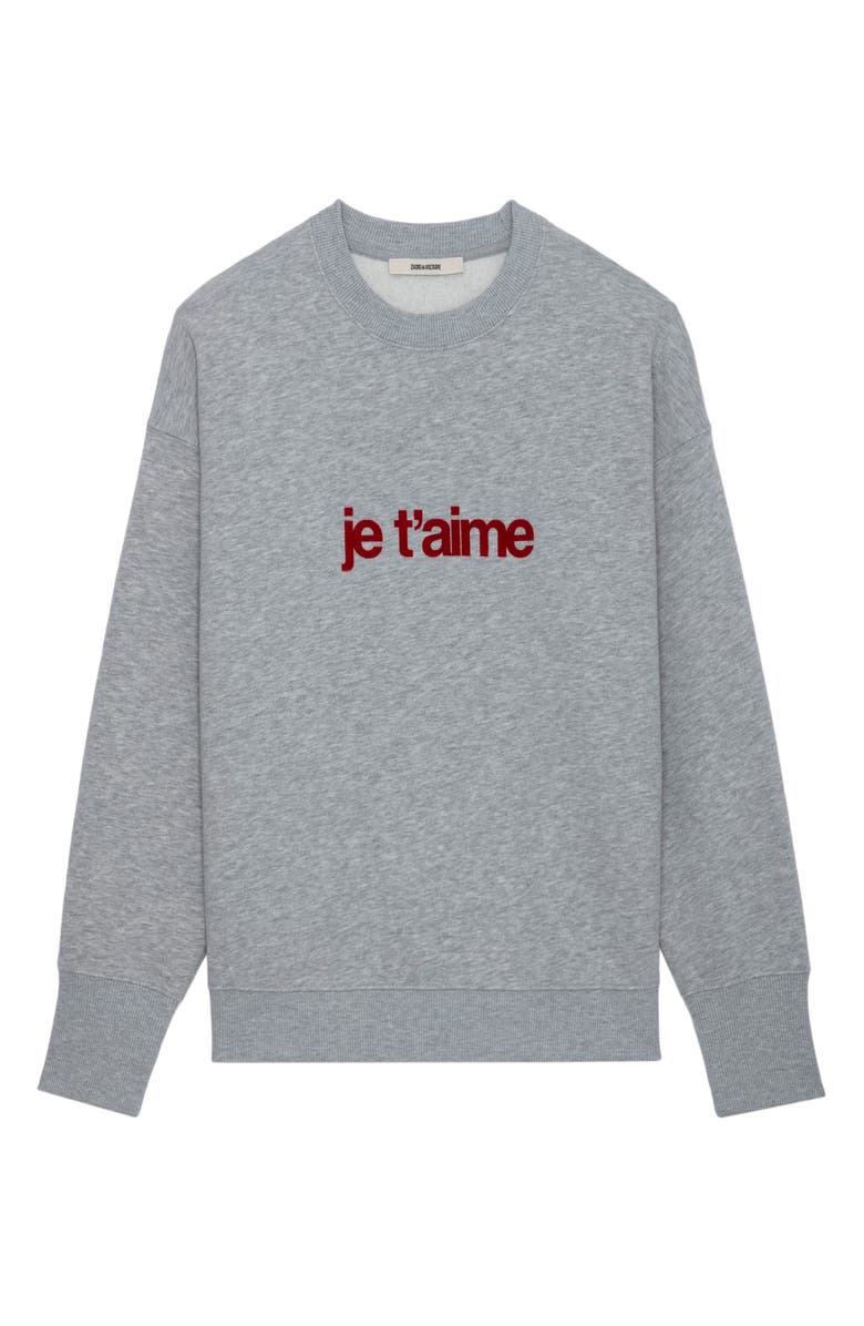 Zadig & Voltaire Oscar Je T'Aime Organic Cotton Blend Sweatshirt, Alternate, color, 