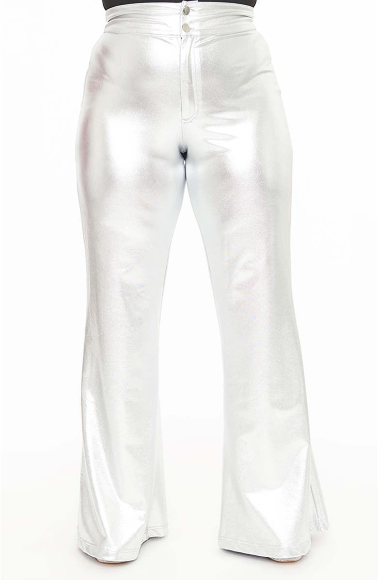 Smak Parlour 1960s High Waist Flare Pants, Main, color, Silver