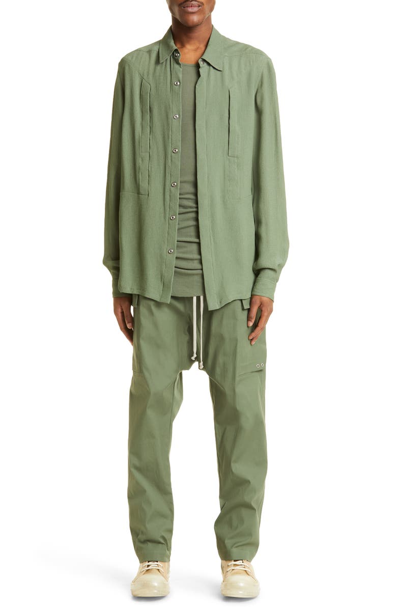 Rick Owens Drop Crotch Stretch Cotton Cargo Pants, Alternate, color,