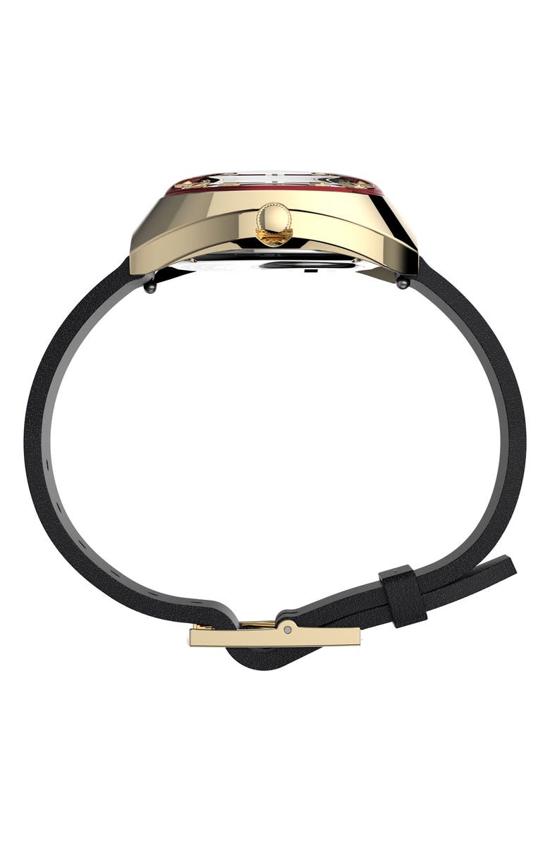 Timex<sup>®</sup> Q 1972 Reissue Leather Strap Watch, 43mm x 39mm, Alternate, color, Gold
