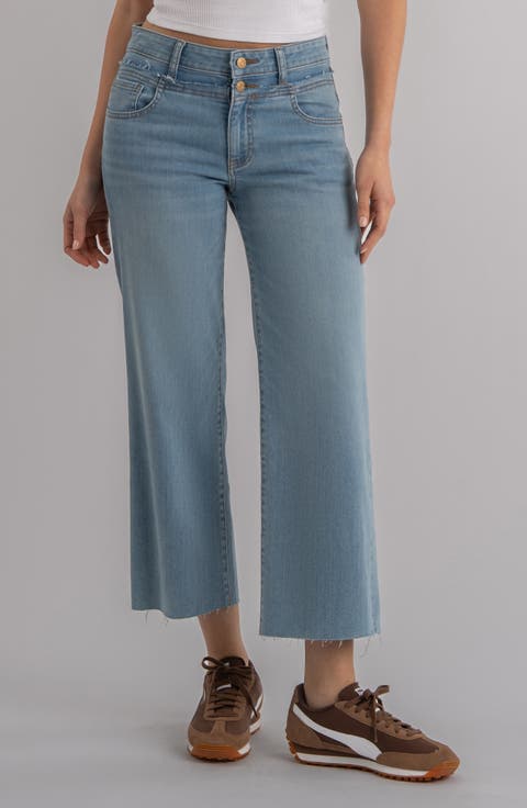 Stacked High Waist Ankle Wide Leg Jeans (Unfazed)