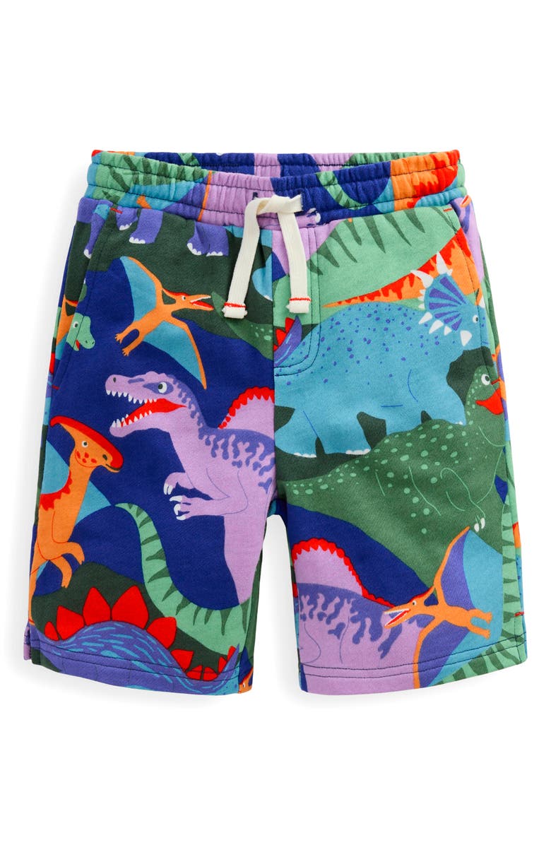 Mini Boden Kids' Dinosaur Print Cotton Knit Shorts, Main, color, 