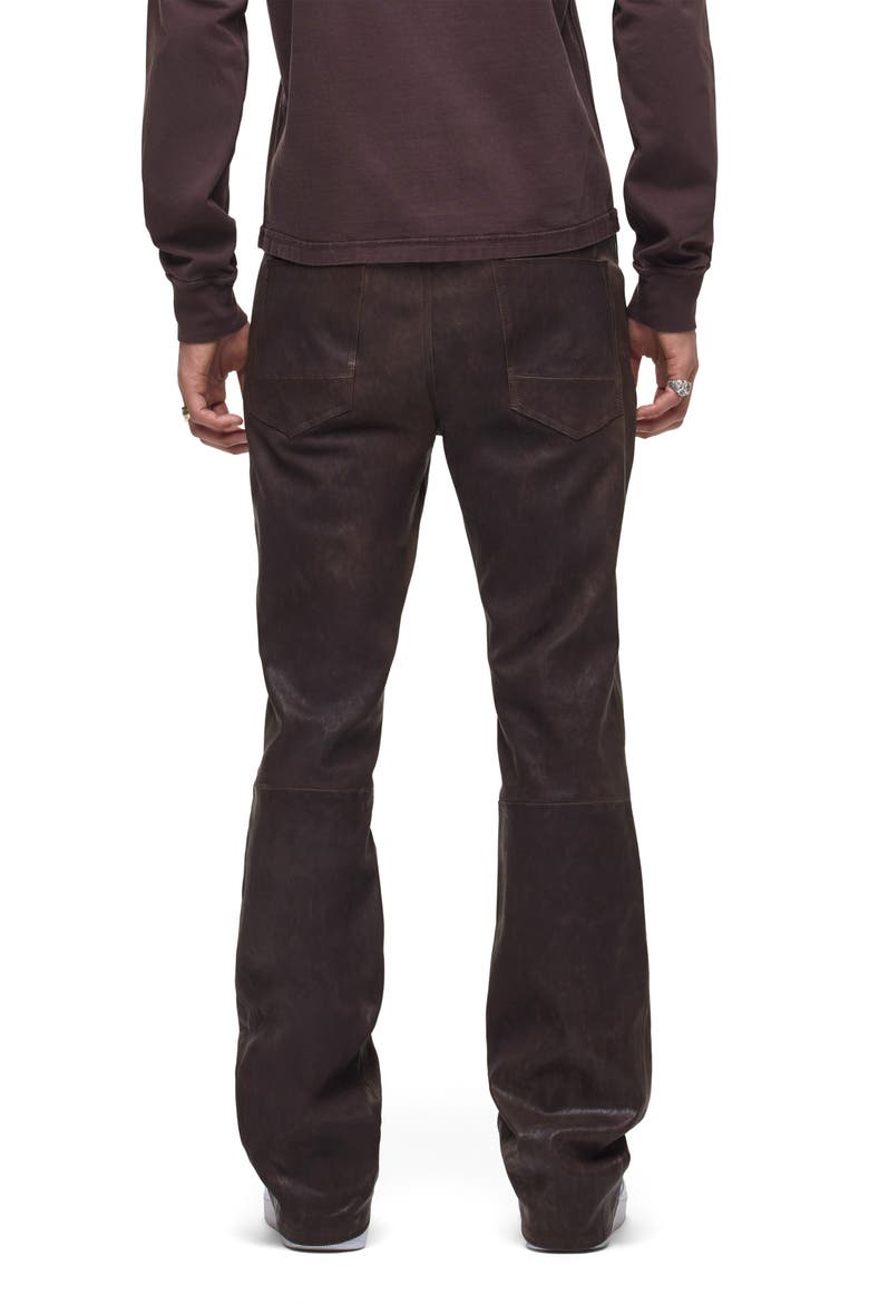 Walker Kick Flare Leather Jeans, Alternate, color, DISTRESS BROWN