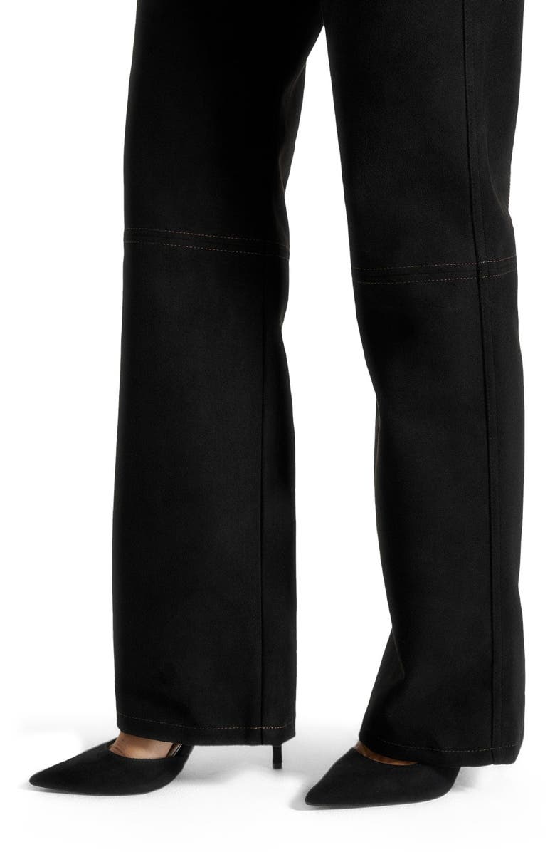 Manière De Voir Kalie Suede Boyfriend Jeans, Alternate, color, Black