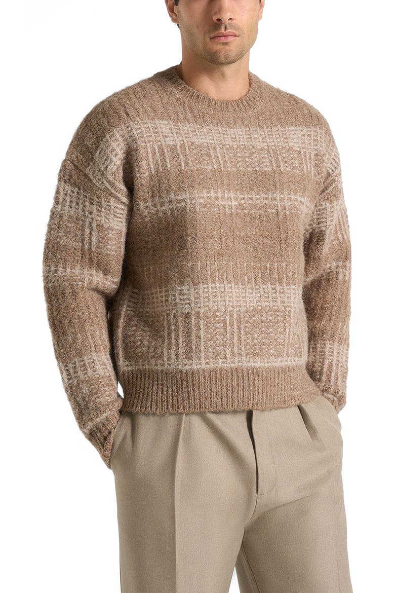 Ayden Check Wool Knit Jumper, Alternate, color, Taupe/Beige