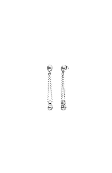 Sterling silver-plated earrings with long chain and dial detail