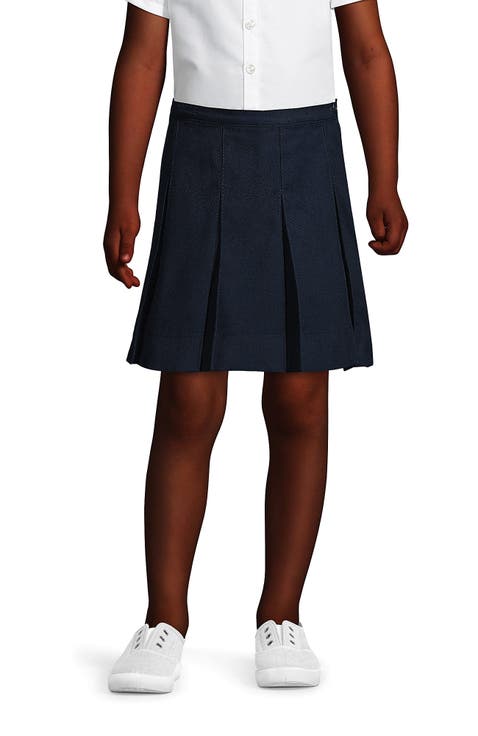 School Uniform Girls Solid Box Pleat Skirt Above Knee