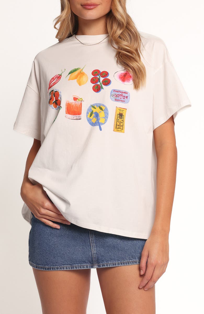 Petal & Pup Alda Cotton Graphic T-Shirt, Main, color, White